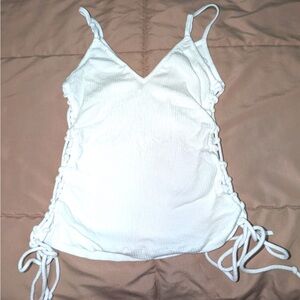 Ambiance White Lace-Up Tank Top